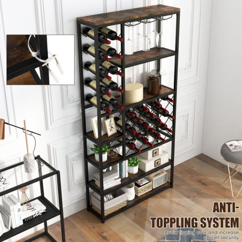 17 Stories Industrial Wine Rack Multi Purpose Freestanding Bakers Rack With Glass Holder Wayfair Canada